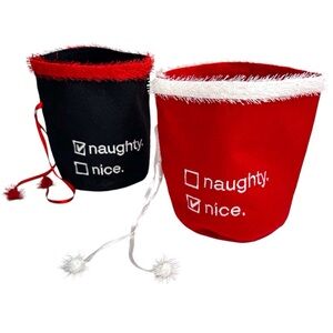 Naughty Or Nice Christmas Bucket Stocking Set • Holiday Party Decorations